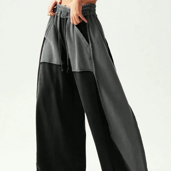 Black Boho Casual Women's Wide Leg Pants - Picture 1 of 7